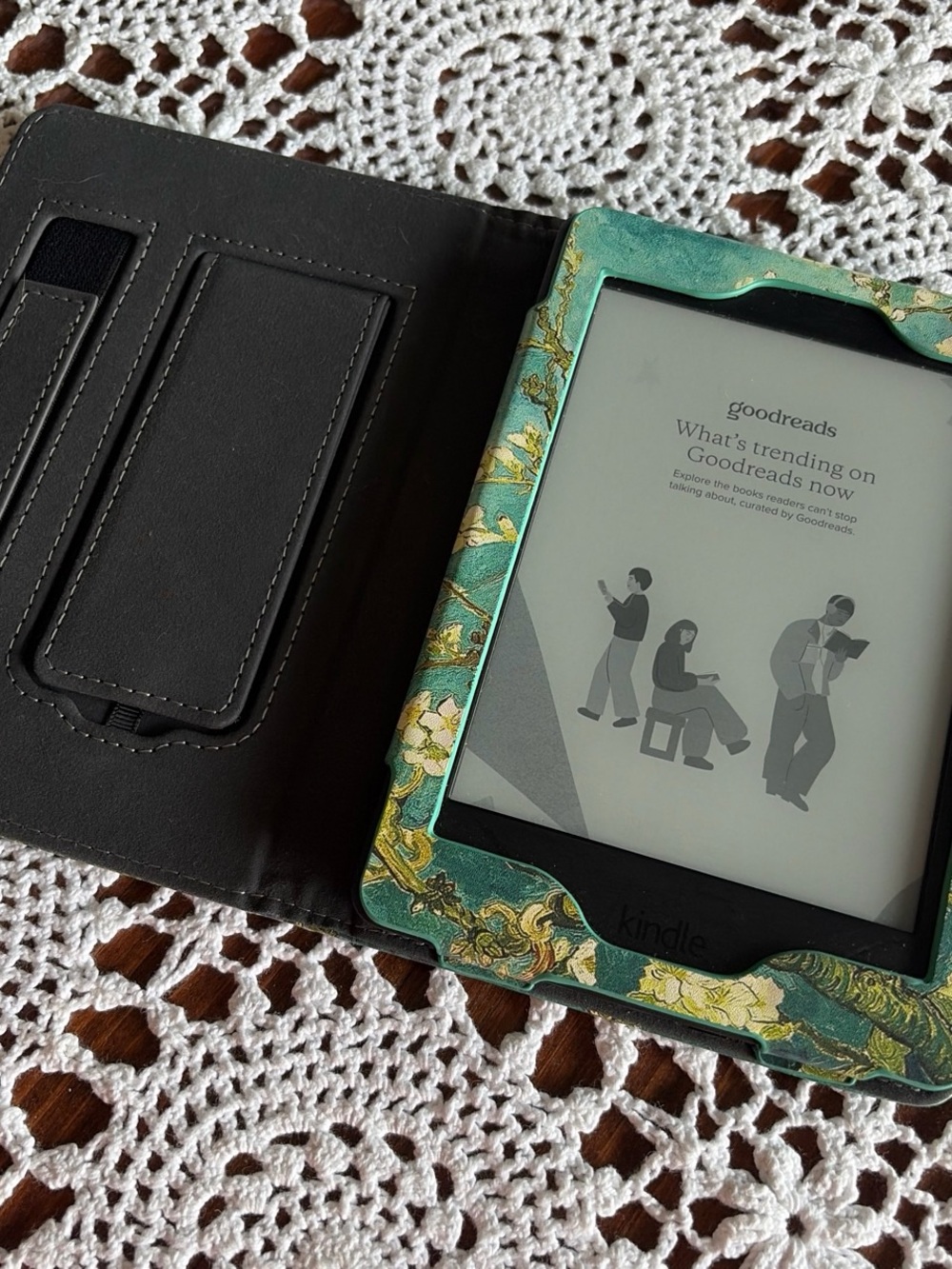 Amazon Kindle paperwhite with Teal and Gold Decorative Protective Cover